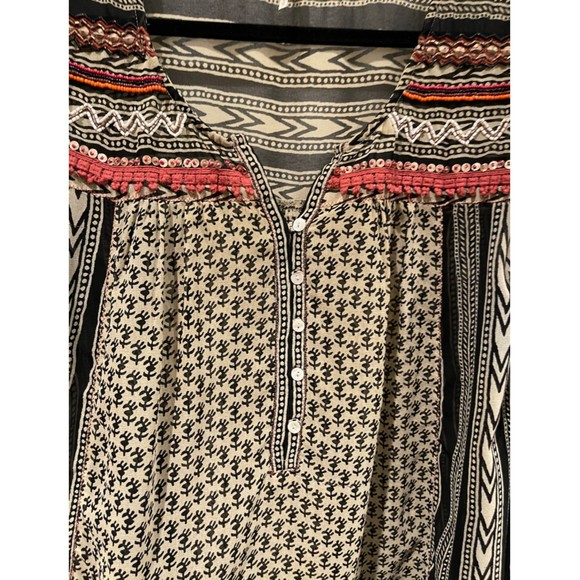 FREE PEOPLE Bohemian Sheer Beaded Long Sleeve Blouse - Picture 4 of 13